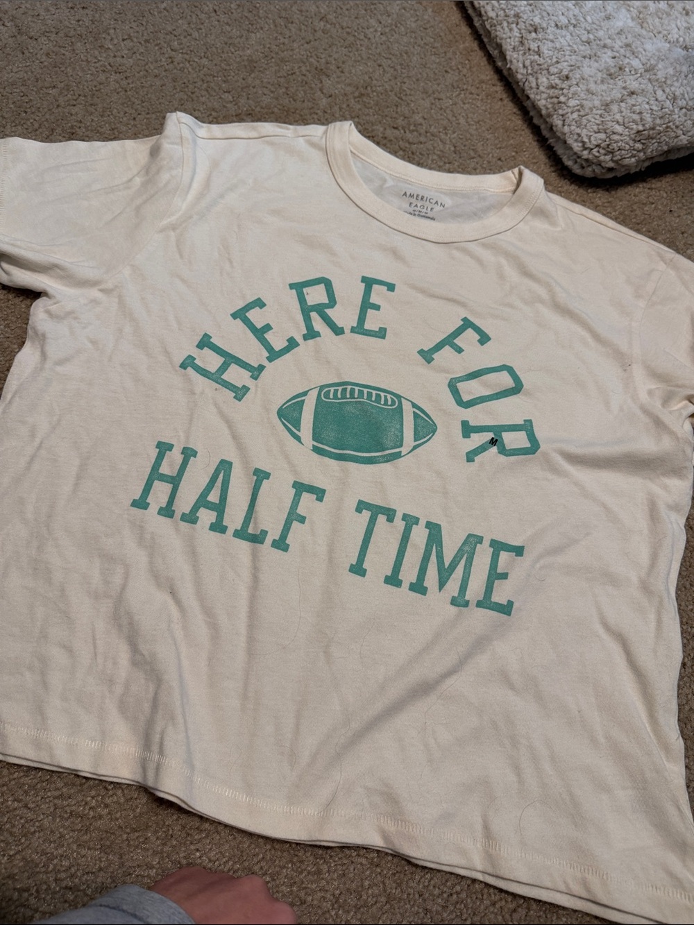 American Eagle Cream Tee with Mint Graphic